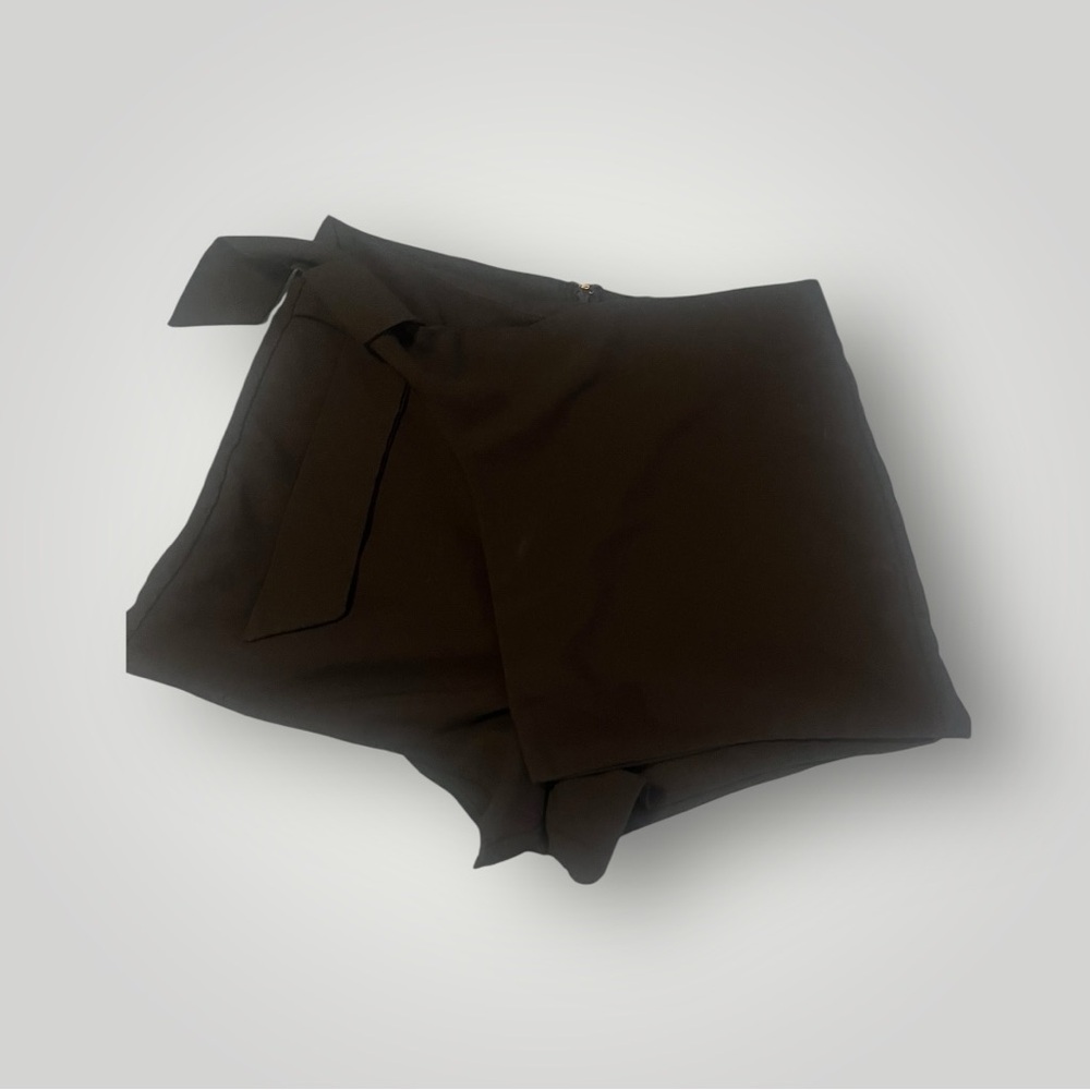 SHE+SKY: Elegant Black Women's Shorts with Tie-Up Skirt Combo